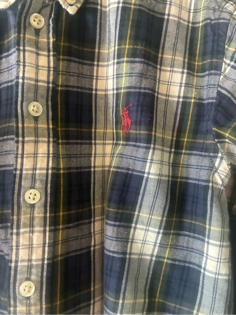 Ralph Lauren Blue and White Plaid Button-Down Shirt